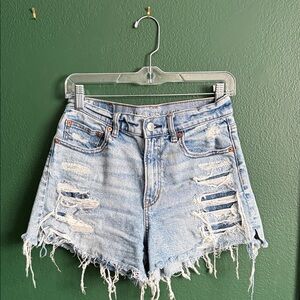 American Eagle Outfitters Light Blue Ripped Jean Shorts